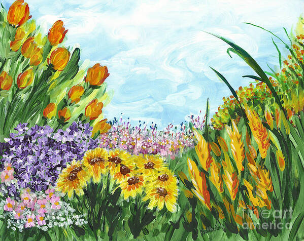 Landscape Art Print featuring the painting In My Garden by Holly Carmichael