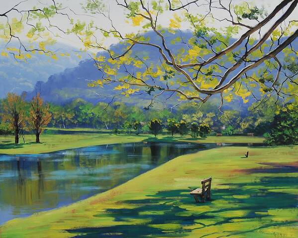 River Art Print featuring the painting Inder the shade by Graham Gercken
