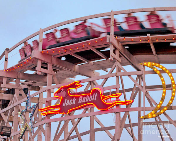 Neon Sign Art Print featuring the digital art Jack Rabbit Coaster Kennywood Park by Jim Zahniser