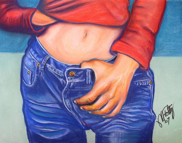Pastel Art Print featuring the painting Jeans by Michael Foltz
