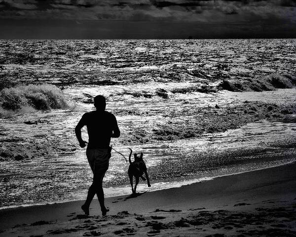 Silhouettes Art Print featuring the photograph Joggin Wit Dad by Robert McCubbin