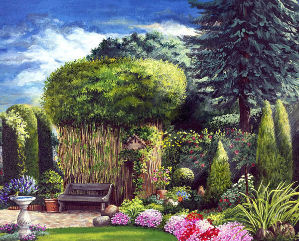 Garden Path Art Print featuring the painting Joy's Garden by Mary Palmer