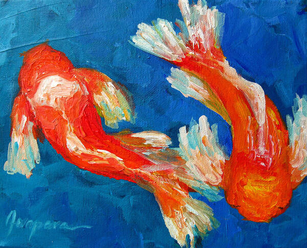 Koi Fish Art Print featuring the painting Koi Fish by Patricia Awapara