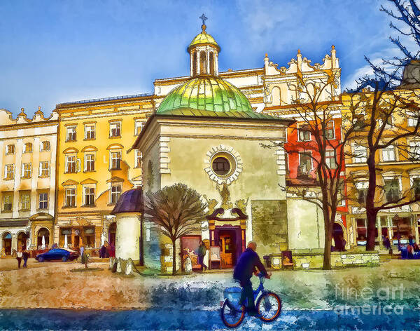 Cracow Art Print featuring the digital art Krakow Main Square Old Town by Justyna Jaszke JBJart