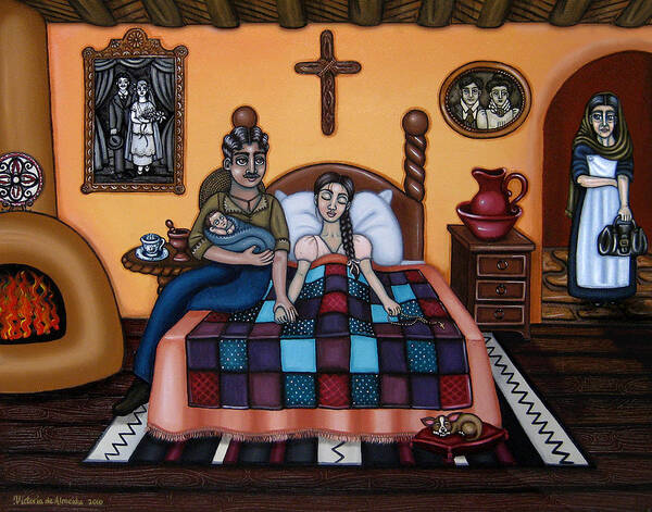 Doulas Art Print featuring the painting La Partera or The Midwife by Victoria De Almeida