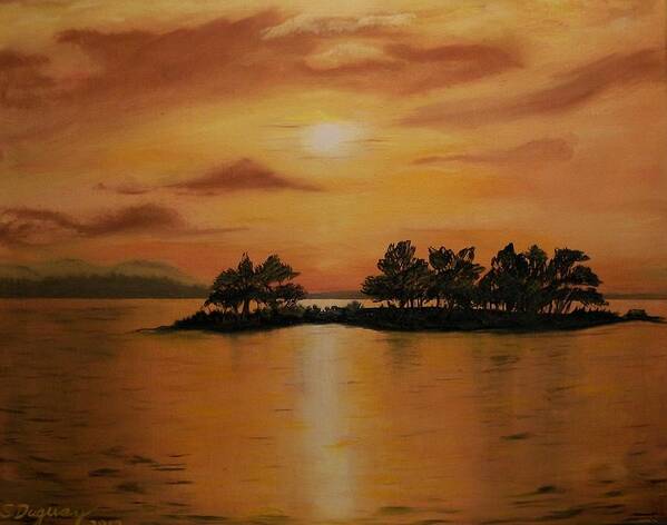 Sunset Northern Alberta Art Print featuring the painting Lac La Biche Sunset by Sharon Duguay