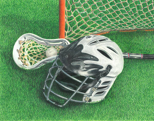 Lacrosse Art Print featuring the drawing Lacrosse by Troy Levesque