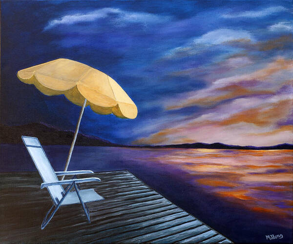 Paintings Art Print featuring the painting Lakeside Sunset by Michelle Joseph-Long