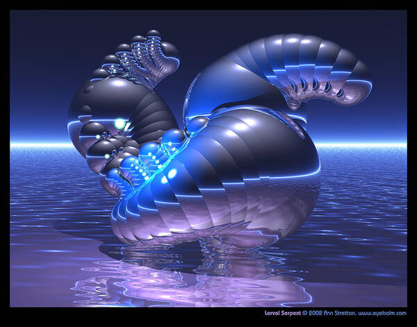 Blue Art Print featuring the digital art Larval Serpent by Ann Stretton