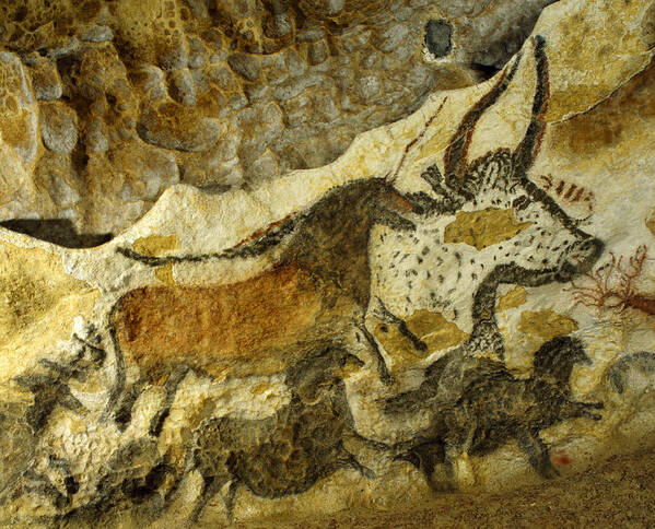 Lascaux Art Print featuring the painting Lascaux Cave Painting by Jean Paul Ferrero and Jean Michel Labat