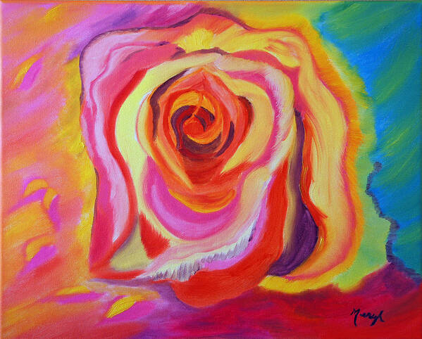 Rose Art Print featuring the painting Layers Unfolding by Meryl Goudey