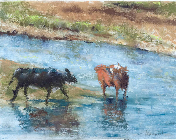Cows Art Print featuring the painting Life on the Ranch by Jim Fronapfel