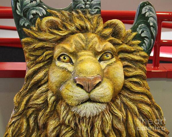 Lion Art Print featuring the photograph Lion Face Guitar by Cynthia Snyder