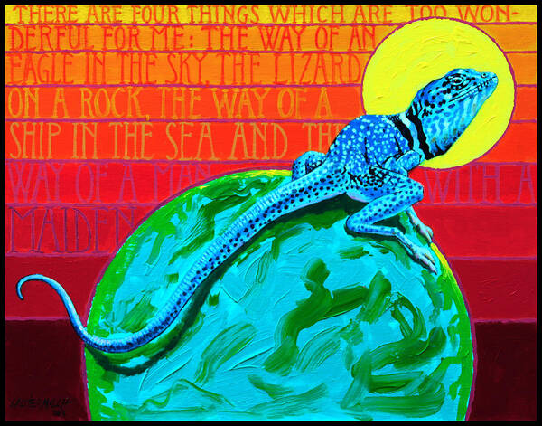Lizard Art Print featuring the painting Lizard on a Rock by John Lautermilch Lizard Art Print featuring the painting Lizard on a Rock by John Lautermilch
