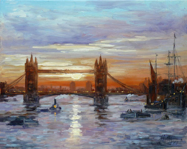 London Art Print featuring the painting London Tower Bridge by Irek Szelag