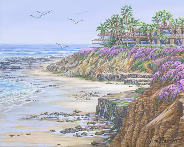 Beach Art Print featuring the painting Low Tide Solana Beach by Jane Girardot