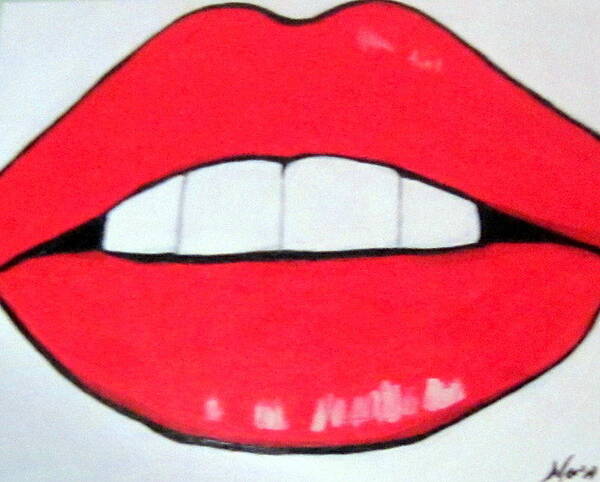 Luscious Lips Art Deco And Modern Art Print featuring the painting Luscious Lips by Nora Shepley