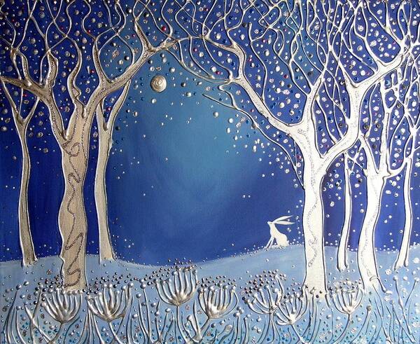 Moonlight Art Print featuring the painting Magical moonlight by Angie Livingstone