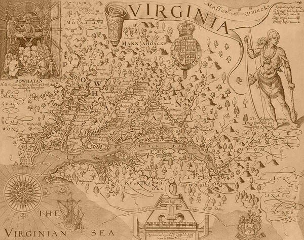 Virginia Art Print featuring the photograph Map of Virginia 1698 by Andrew Fare