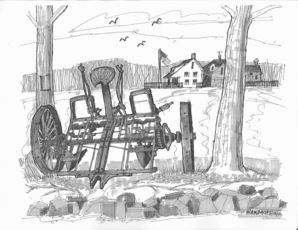 Farm Equipment Art Print featuring the drawing Marbletown Farm Equipment by Richard Wambach