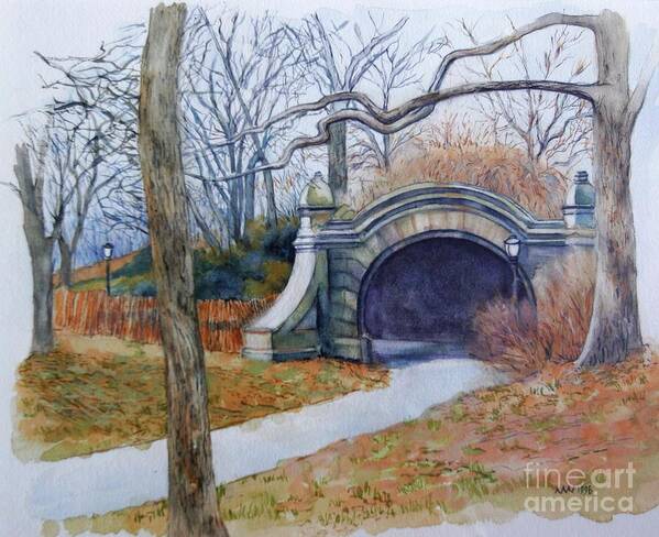 Meadowport Arch Art Print featuring the painting Meadowport Arch Prospect Park by Nancy Wait