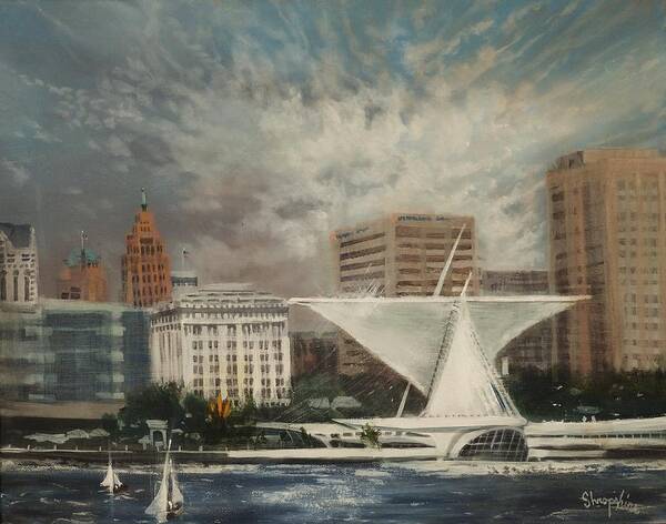 Milwaukee Art Print featuring the painting Milwaukee Lakefront by Tom Shropshire