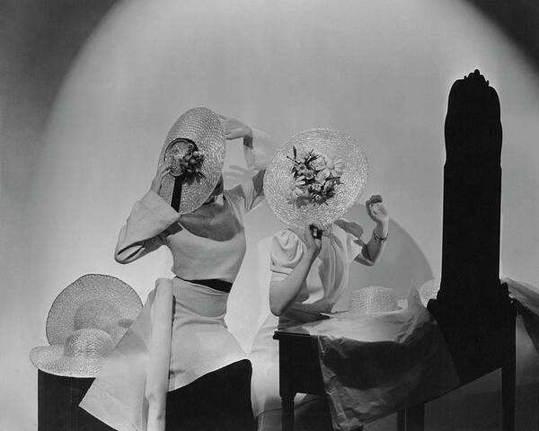 Accessories Art Print featuring the photograph Models Wearing Hats by Cecil Beaton