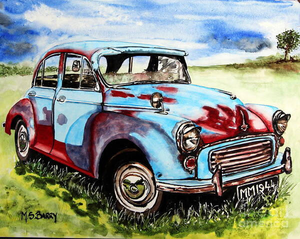 Morris Minor Art Print featuring the painting Morris Minor by Maria Barry