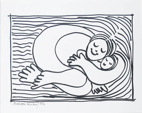 Mother And Child Drawing Art Print featuring the drawing Mother and Child by Barbara Anna Knauf
