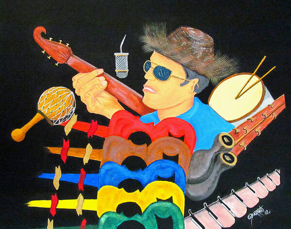 Music Art Print featuring the painting Musical Man by Gloria E Barreto-Rodriguez
