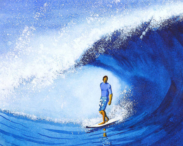 Surf Art Print featuring the painting Surfer Blue by Nelson Ruger