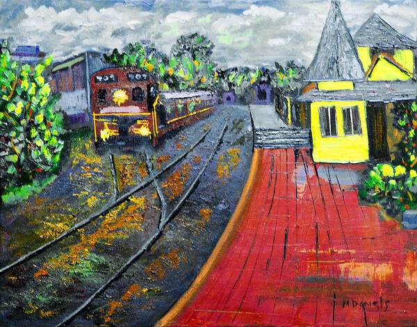 Train Art Print featuring the painting New Hope PA Train Station by Michael Daniels