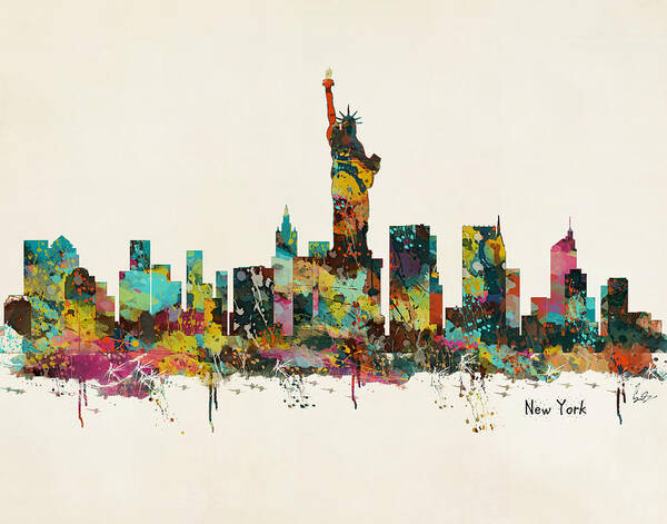 New York City Art Print featuring the painting New York City Skyline by Bri Buckley