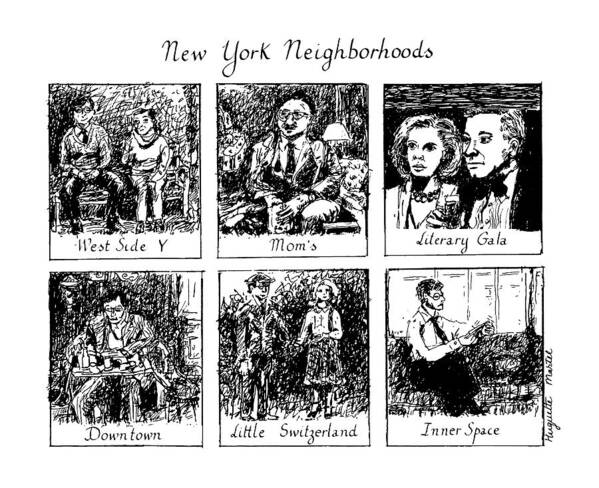 Urban Art Print featuring the drawing New York Neighborhoods by Huguette Marte