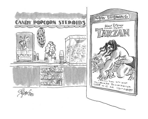 Popcorn Art Print featuring the drawing New Yorker July 5th, 1999 by Edward Frascino