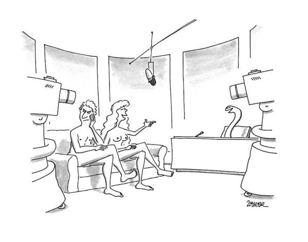 
(on A Tv Talk Show Art Print featuring the drawing New Yorker October 19th, 1992 by Jack Ziegler