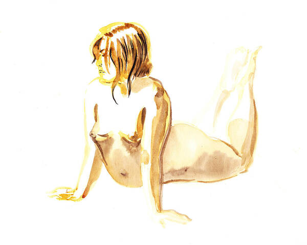 Nude Art Print featuring the painting Nude Model Gesture IV by Irina Sztukowski