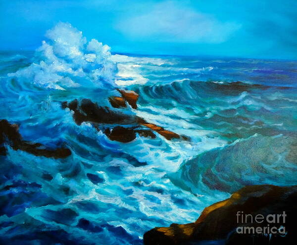 Ocean Art Print featuring the painting Ocean Deep by Jenny Lee
