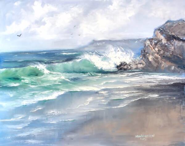 Water Art Print featuring the painting Ocean Surf by Melissa Herrin