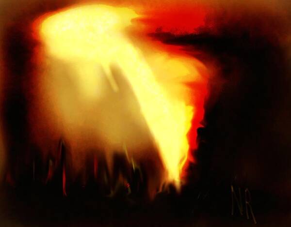 Abstract Art Print featuring the digital art Offering To the Fire Gods by Naomi Richmond