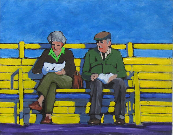 Couple Art Print featuring the painting Old Couple by Kevin Hughes