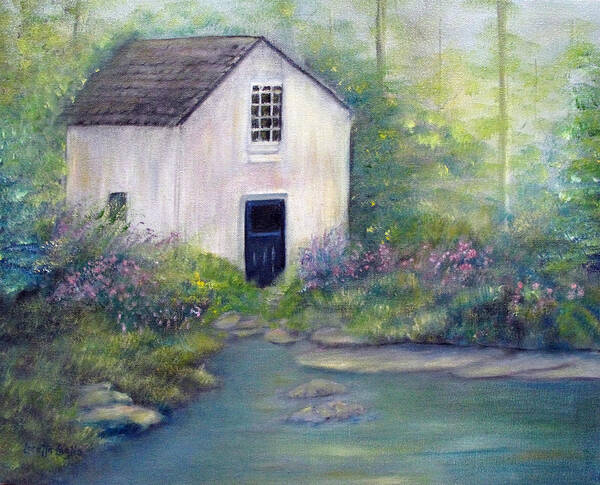 Springhouse Art Print featuring the painting Old Springhouse by Loretta Luglio