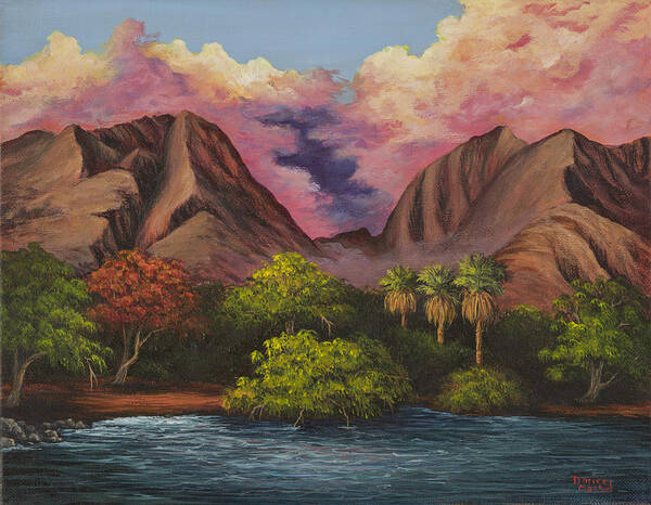 Landscape Art Print featuring the painting Olowalu Valley by Darice Machel McGuire