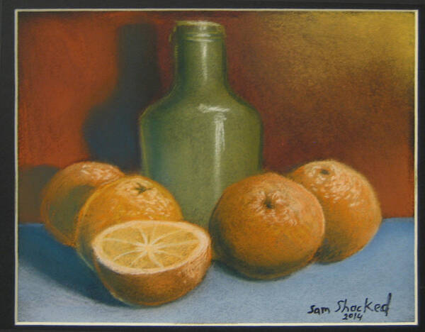  Art Print featuring the pastel Oranges and a Wine jug by Sam Shacked
