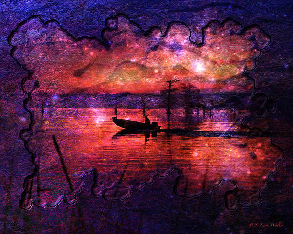 J Larry Walker Art Print featuring the digital art Out Of This World Fishing Hole by J Larry Walker