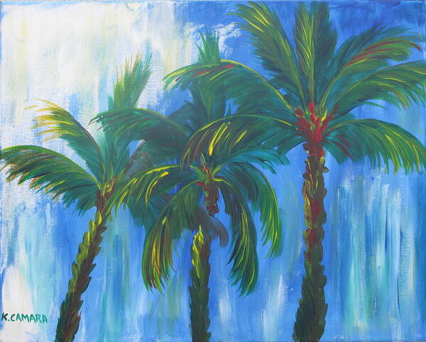 Acrylic Painting Art Print featuring the painting Palm Trio by Kathie Camara