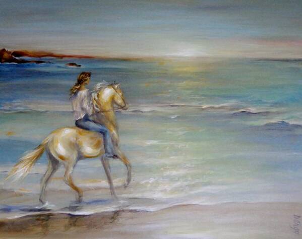 Horse Art Print featuring the painting Palomino Sunrise by Dina Dargo