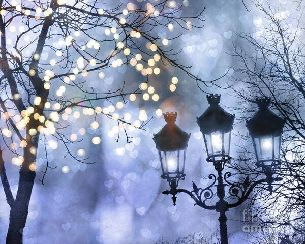 Paris Art Print featuring the photograph Paris Holiday Magical Sparkling Twinkling Lights - Paris Sparkling Street Lanterns by Kathy Fornal