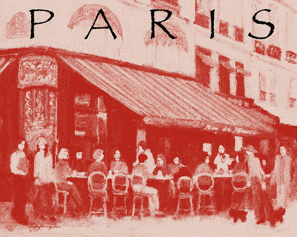 French Bar Art Print featuring the painting Paris poster 2 by J Reifsnyder