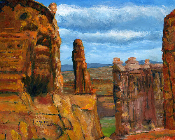 Arches Art Print featuring the painting Park Avenue Arches National Park by Lenora De Lude